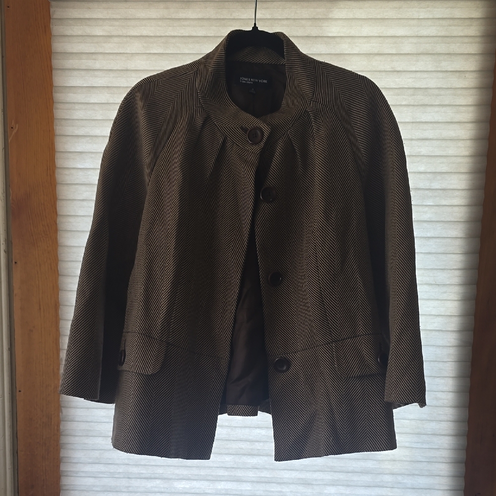 Jones New York Brown Herringbone Blazer